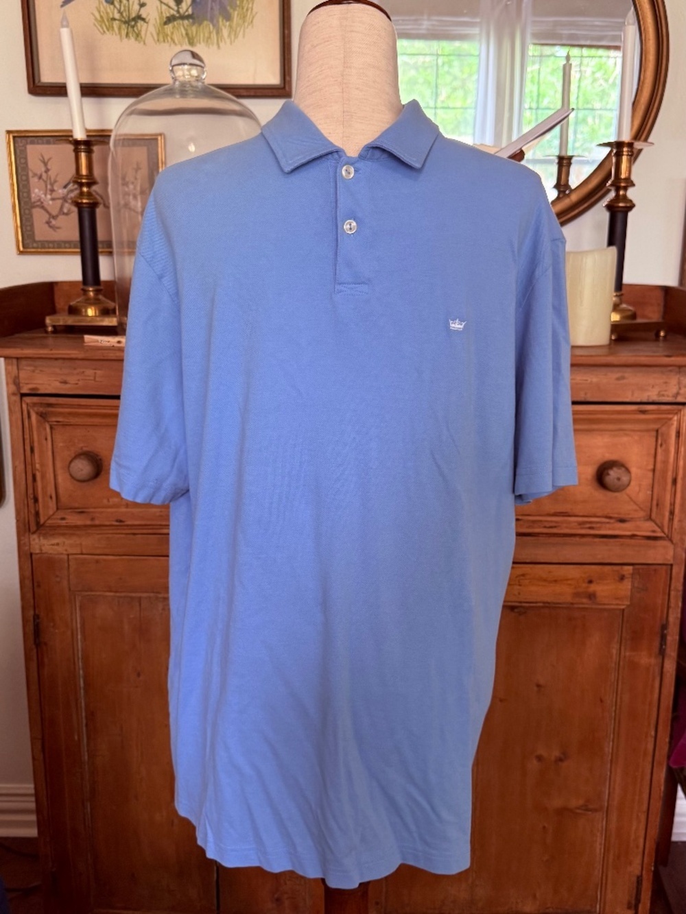 Peter Millar Crown Finish Light Blue Short Sleeve Polo